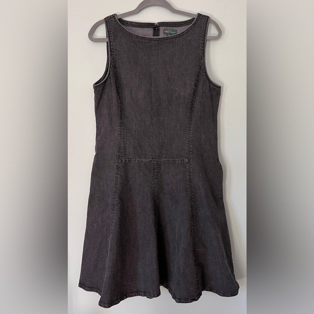 Ralph Lauren Stretch Denim Sleeveless Boatneck Washed Black Dress Size 14